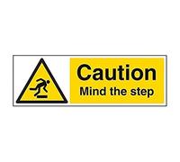 VSafety 63033BJ-R - Segnale generale di avvertimento "Caution Mind The Step", in plastica rigida, orizzontale, 450 mm x 150 mm, nero/giallo