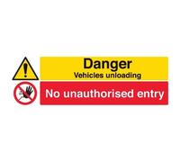 vsafety 64020bj-s "pericolo veicoli carico non ingresso non autorizzato" Warning Sign, Autoadesivo, paesaggio, 450 mm x 150 mm, colore: nero/rosso/giallo