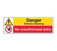 vsafety 64021bj-s "pericolo veicoli non retromarcia ingresso non autorizzato" Warning Sign, Autoadesivo, paesaggio, 450 mm x 150 mm, colore: nero/rosso/giallo