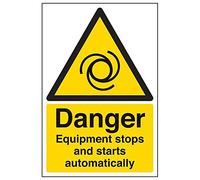 VSafety 65015AU-S'Danger Equipment Stop/Start Automatically' Segnale, 200 mm x 300 mm (confezione da 3)