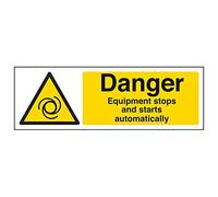 VSafety 65035AX-S'Danger Equipment Stop/Start Automatically' Segnale, 300 mm x 100 mm (confezione da 3)