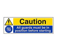Vsafety 65040bp-s "guardie deve essere in posizione prima di iniziare" Sign, 600 mm x 200 mm (confezione da 3)