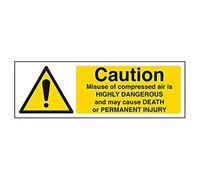 vsafety 65041 ax-s "abuso di aria compressa segnale di avvertimento macchine è pericoloso/può causare la morte", Autoadesivo, paesaggio, 300 mm x 100 mm, colore: nero/giallo