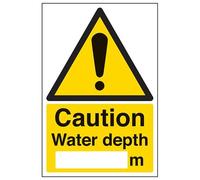 vsafety 66007 au-s "Caution Acqua Profondità" Warning Sign, Autoadesivo, ritratto, 200 mm x 300 mm, colore: nero/giallo