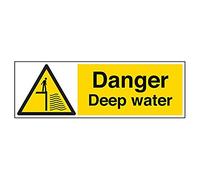 vsafety 66011bp-s "acqua segno di avvertimento pericolo" acqua profonda, Autoadesivo, paesaggio, 600 mm x 200 mm, colore: nero/giallo