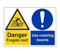 VSafety 67062BF-R'Danger Fragile Roof/Use Crawling Boards' Sign, 400 mm x 300 mm (confezione da 3)