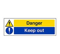 Vsafety 67136 ax-s "pericolo/Keep out" Sign, paesaggio, 300 mm x 100 mm (confezione da 3)