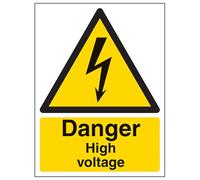 Vsafety 68003AN-S Cartello di pericolo elettrico con scritta "Danger High voltage", autoadesivo, verticale, 150 mm x 200 mm, nero/giallo.
