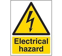 Vsafety, 68018AN-R, cartello di pericolo elettrico con scritta “Electrical hazard”, in plastica rigida da 1 mm, verticale, 150 mm x 200 mm, nero/giallo