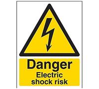 Vsafety, 68019AN-R, cartello di pericolo elettrico "Danger Electric Shock Risk", in plastica rigida da 1 mm, orientamento verticale, 150 x 200 mm, colore nero e giallo (lingua italiana non garantita)