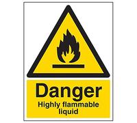 Vsafety 69010bc-s "liquido pericolo altamente infiammabile segno, ritratto, 300 mm x 400 mm (confezione da 3)