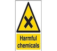 VSafety 6A020AN-S cartello "Harmful Chemicals" di avvertimento sostanze chimiche, autoadesivi, immagine, 150 mm x 200 mm, nero/giallo (lingua italiana non garantita)