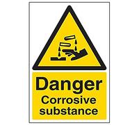 VSafety 6A035AU-S'Danger Corrosive Substance' - Segnale verticale, 200 mm x 300 mm, confezione da 3