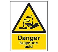 VSafety 6A038AN-R "Danger Sulphuric Acid" Warning Substance and Chemical Sign, plastica rigida, verticale, 150 mm x 200 mm, nero/giallo