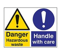 VSafety 6A086BR-R'Segnale pericoloso per rifiuti e maniglie con cura', 600 mm x 450 mm (confezione da 3)