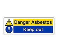 Vsafety 6b010ax-s "danger Asbestos Keep out" Sign, paesaggio, 300 mm x 100 mm (confezione da 3)