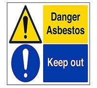 vsafety 6b013bf-r "pericolo amianto" Keep Out Segnale di avvertimento, Plastica rigida, paesaggio, 400 mm x 300 mm, colore: nero/blu/giallo