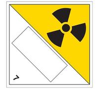 vsafety 6d035aw-s diamanti "Radioactive 7 un sostanza Numerazione Hazard Warning Sign, vinile autoadesivo, quadrato, 250 mm x 250 mm, colore: nero/giallo