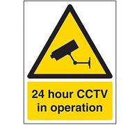 Vsafety, 6E001AN-R, cartello di avvertimento con scritta in inglese “24 Hour CCTV In Operation”, in plastica rigida, 150 x 200 mm, nero/giallo (lingua italiana non garantita)