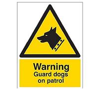 vsafety 6e013bc-r "Cani da guardia di pattuglia di avvertimento segno sicurezza, Plastica rigida, verticale, 300 mm x 400 mm, colore: nero/giallo