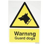 Vsafety 6E014AN-R Segnaletica di sicurezza "WARNING Guard Dogs", in plastica rigida, formato verticale, 150 mm x 200 mm, nero/giallo