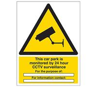 VSafety 6E037BC-R'This Car Park Under 24 Hour Surveillance', cartello 300 x 400 mm, confezione da 3