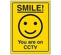 VSafety, 6E063AN-RY, Cartello con uno smile e la scritta “Smile! You are on CCTV”, 150 mm x 200 mm, in plastica rigida