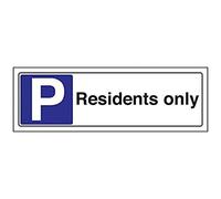 vsafety 74032 ax-r generale segnale di parcheggio, residenti solo, in plastica rigida, paesaggio, 300 mm x 100 mm, colore: nero/blu