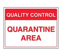 vsafety 75012bf-s generale Targa controllo di qualità, "quarantena Area, Autoadesivo, paesaggio, 400 mm x 300 mm, colore: rosso