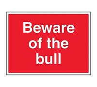 Vsafety 76018bf-s "Beware of the Bull" Sign, paesaggio, 400 mm x 300 mm (confezione da 3)