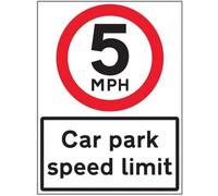 Vsafety 7A038BL-ACSR1CLAG 3 mm AluComp RA1 AntiGraff 450 x 600 mm 5 MPH Car Park Speed Limit W/Channel Sign
