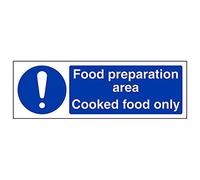 Vsafety "area di preparazione del cibo/cibo cotto Only Sign, (confezione da 3), 300 mm x 100 mm, 3