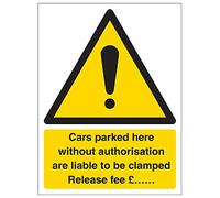 Vsafety "Cars Parked qui possono morsetto/Release..." Sign, (confezione da 3), 150 mm x 200 mm, 3