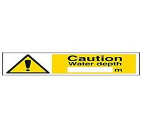 VSafety, cartello "Caution Water Depth", orizzontale, confezione da 3, 300mm x 100mm, 3