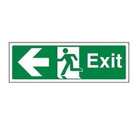 VSafety, cartello con freccia di uscita a sinistra, orizzontale, confezione da 3, 300mm x 100mm, 3
