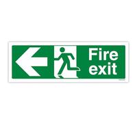 VSafety, cartello con freccia e uscita antincendio, orizzontale, 300 mm x 100 mm, 2 mm, in plastica rigida