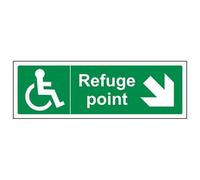 VSafety, cartello con freccia verso il basso a destra, orizzontale, 300 mm x 100 mm, in plastica rigida da 1 mm
