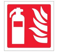 VSafety - Cartello con logo estintore, quadrato, 100 mm x 100 mm, in vinile autoadesivo