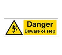 VSafety, cartello con scritta "Danger Beware of Step", orizzontale, confezione da 3, 300mm x 100mm, 3