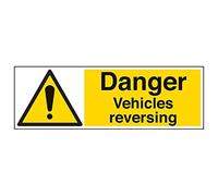 VSafety, cartello con scritta "Danger Vehicles Revers", orizzontale, confezione da 3, 600mm x 200mm, 3