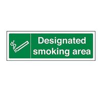 VSafety, cartello con scritta "Designated Smoking Area", orizzontale, confezione da 3, 300mm x 100mm, 3