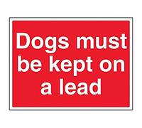 VSafety, cartello con scritta "Dogs must be keep on a lead", orizzontale, confezione da 3, 400mm x 300mm, 3