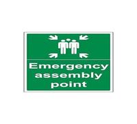 VSafety, cartello con scritta "Emergency Assembly Point", verticale, confezione da 3, 400mm x 600mm, 3