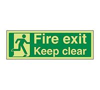 VSafety, cartello con scritta "Fire Exit Keep Clear", orizzontale, confezione da 3, 300mm x 100mm, 3