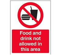 VSafety - Cartello con scritta "Food and Drink Not Allowed In This Area", in vinile, 150 mm x 200 mm