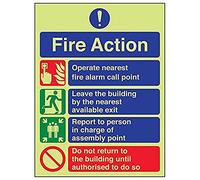 VSafety, cartello con scritta in inglese "Fire Action Prohibition/Do Not Return", confezione da 3, 150mm x 200mm, 3