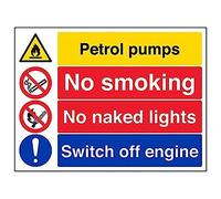 VSafety, cartello con scritta "Petrol Pumps/No Smoking/No Naked Lights...", confezione da 3, 400mm x 300mm, 3