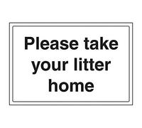 VSafety, cartello con scritta "Please Take Your Litter Home", orizzontale, confezione da 3, 400mm x 300mm, 3