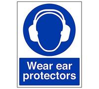 VSafety, cartello con scritta "Wear Ear Protectors", verticale, confezione da 3, 300mm x 400mm, 3