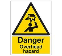 VSafety, cartello "Danger Overhead Hazard", verticale, confezione da 3, 300mm x 400mm, 3